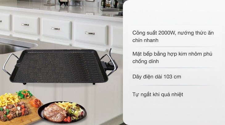 Bếp nướng điện Kangaroo KG 699G 2000 W được trang bị nhiều tiện ích, thuận tiện khi sử dụng
