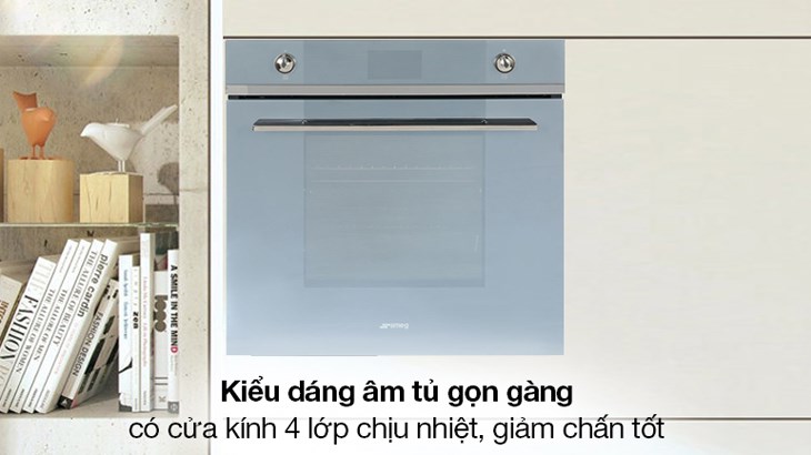 Lò nướng âm Smeg SO6102TS 68 lít (536.64.982) có thiết kế âm tủ tiết kiệm không gian cùng cửa kính 4 lớp chịu nhiệt, độ bền cao