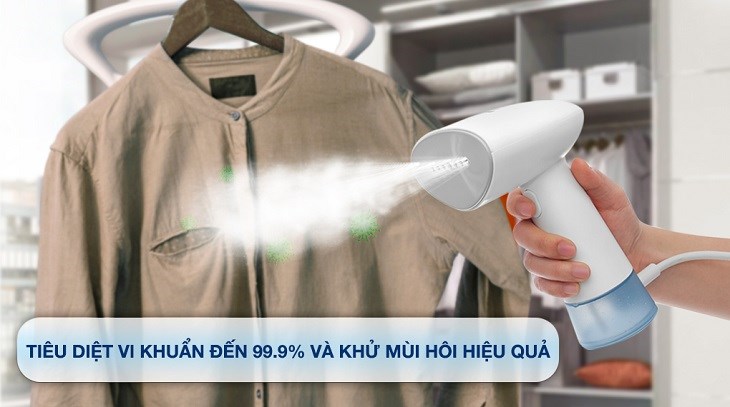 Bàn ủi hơi nước cầm tay Philips STH1000/10 có khả năng tiêu diệt đến 99.9% vi khuẩn và mùi hôi