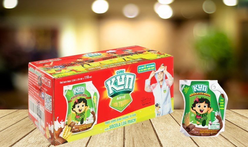 Thùng 24 túi thức uống lúa mạch hương socola LiF Kun 110 ml (từ 2 tuổi)