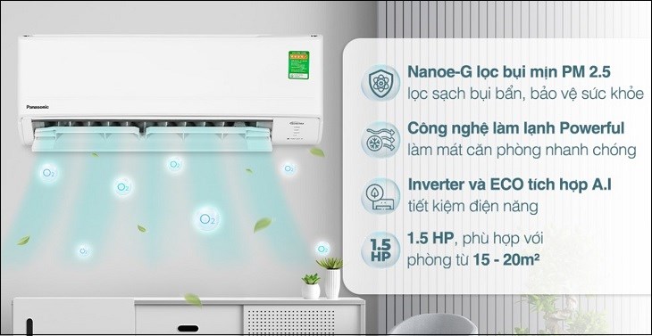 Máy lạnh Panasonic Inverter 1.5 HP CU/CS-PU12ZKH-8M có độ ồn khoảng 48dB không làm ảnh hưởng đến không gian sinh hoạt của gia đình