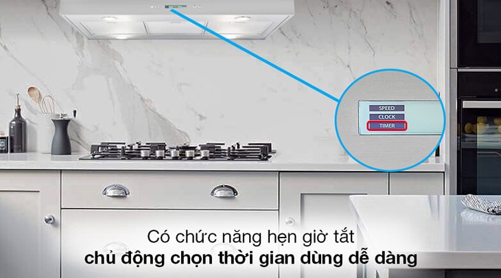 Có chức năng hẹn giờ tắt cho phép bạn kiểm soát thời gian hút mùi hiệu quả Có chức năng hẹn giờ tắt cho phép bạn kiểm soát thời gian hút mùi hiệu quả