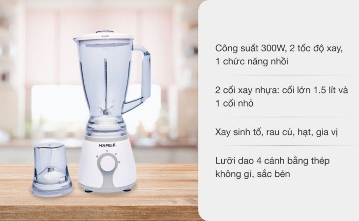 Máy xay sinh tố đa năng Hafele HSB-0331FW (535.43.278) trang bị nhiều tính năng tiện lợi, đáp ứng tốt mọi nhu cầu sử dụng
