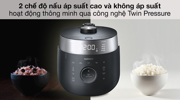Nhờ có 2 chế độ nấu linh hoạt, bạn có thể nấu cơm gạo lứt hoặc gạo nảy mầm bằng nồi cơm áp suất cao tần Cuckoo 1.8 lít CRP-LHTR1009F/WHSIVNCV dễ dàng và thơm ngon