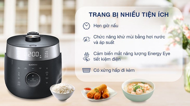 Với chế độ hẹn giờ của nồi cơm áp suất cao tần Cuckoo 1.8 lít CRP-LHTR1009F/BKSIVNCV, người dùng có thể chủ động hơn trong việc bếp núc