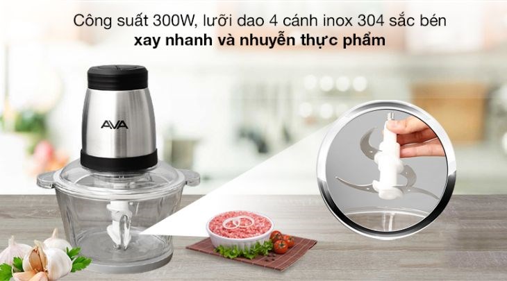 Máy xay thịt AVA HF-22B có công suất 300W, nghiền nhuyễn thịt nhanh chóng