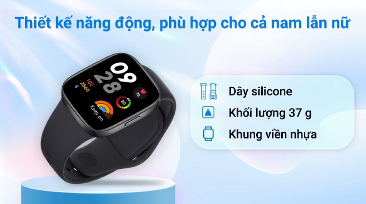 Đồng hồ thông minh Xiaomi Redmi Watch 3 42.6mm thích hợp làm phụ kiện thời trang khi đi làm, đi chơi