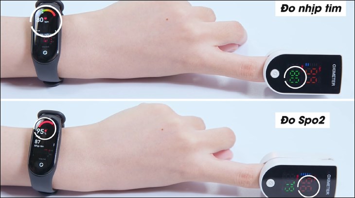 Vòng đeo tay thông minh Mi Band 7 Đen được tích hợp tính năng đo nhịp tim, 