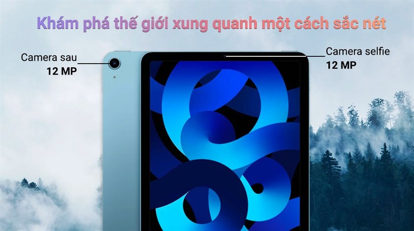 iPad Air được trang bị 2 camera trước và sau với độ phân giải 12 MP