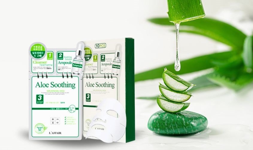 Mặt nạ giấy 3 bước Lô Hội giữ ẩm, làm mịn da Rainbow L'affair cho da hỗn hợp 28 ml 