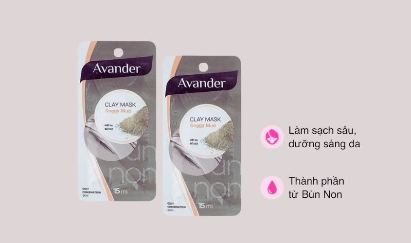 Mặt nạ đất sét Bùn Non làm sạch sâu, dưỡng sáng da Avander 15 ml