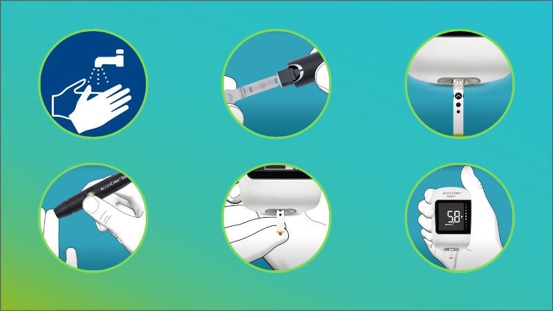 Các bước cơ bản khi đo đường huyết bằng máy Accu-chek Instant