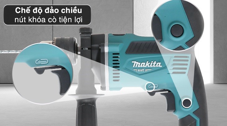 Máy khoan búa điện Makita M8103KX2B 430W còn có chức năng đảo chiều khoan lấy mũi khoan ra khỏi lỗ dễ dàng Máy khoan búa điện Makita M8103KX2B 430W còn có chức năng đảo chiều khoan lấy mũi khoan ra khỏi lỗ dễ dàng