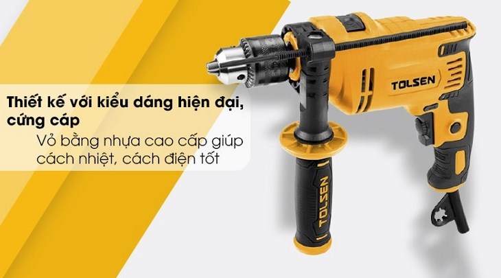 Máy khoan búa điện Tolsen 79505 750W được thiết kế nhỏ gọn, hiện đại, kích thước vừa phải, thuận tiện khi cầm Máy khoan búa điện Tolsen 79505 750W được thiết kế nhỏ gọn, hiện đại, kích thước vừa phải, thuận tiện khi cầm