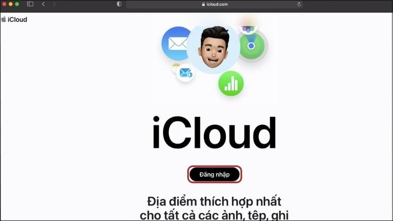 Truy cập vào đường link iCloud.com > Chọn Đăng nhập