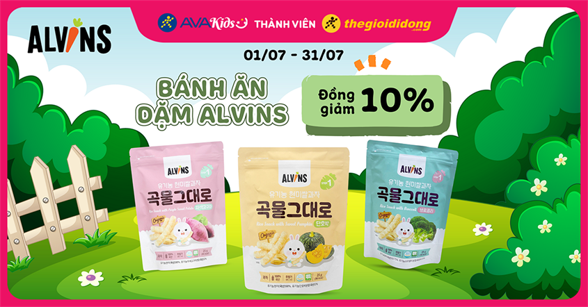 Bánh ăn dặm Alvins vị bông cải, bí ngô, khoai lang đồng giảm 10%