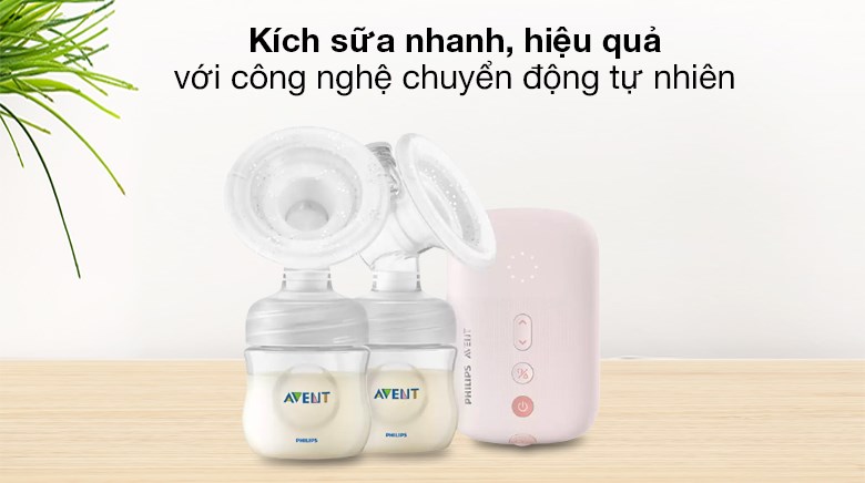 Máy hút sữa điện đôi Philips Avent Eureka SCF393.11 giúp hút sữa nhanh và nhiều hơn trong thời gian ngắn nhờ công nghệ chuyển động tự nhiên
