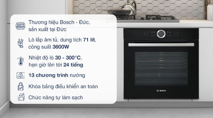 Lò nướng âm Bosch HBG634BB1B 71 lít  sở hữu chức năng vệ sinh lò bằng phương pháp thủy phân, giúp việc lau chùi lò nướng trở nên dễ dàng hơn