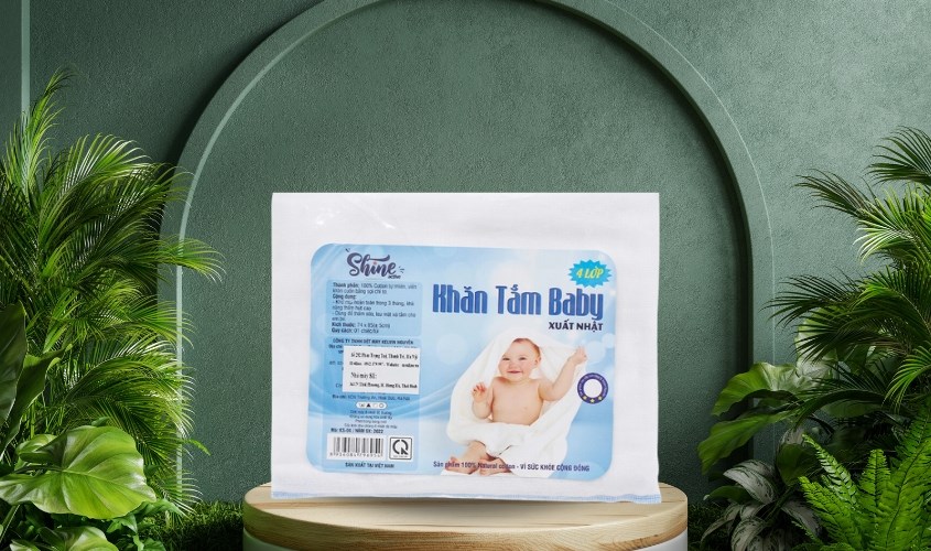 Khăn tắm cotton SHINE KS-04 4 lớp 74x85 cm - Màu trắng