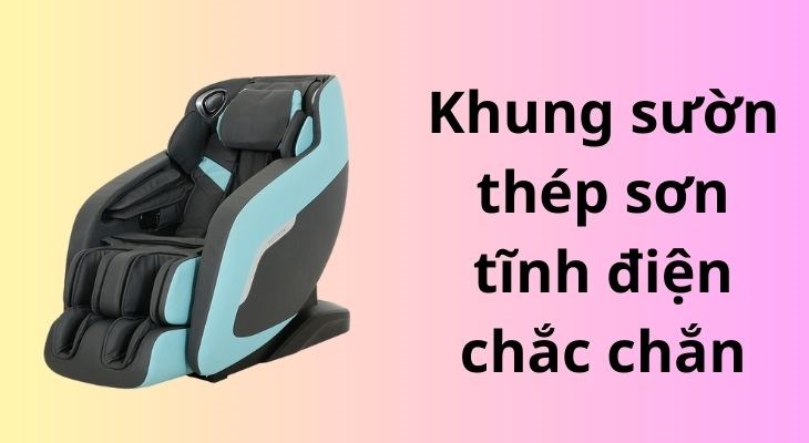 Khung sườn ghế được gia công từ thép sơn tĩnh điện bền chắc cho khả năng chịu tải tối đa lên đến 90kg