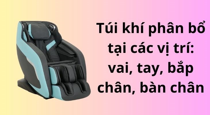 Ghế massage Poongsan MCP-151 được trang bị túi khí tại các vị trí: vai, tay, bắp chân, bàn chân giúp tăng cường lưu thông máu