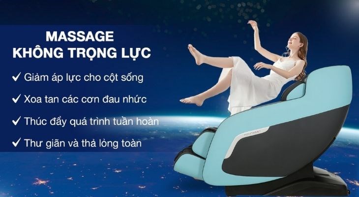 Tính năng massage không trọng lực trên ghế massage Poongsan MCP-151 giúp tăng cường sức khỏe cho hệ hô hấp