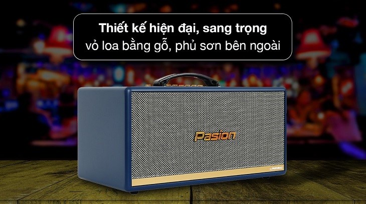 Loa karaoke xách tay PASION 2c Blue 400W có thiết kế đẹp mắt và hiện đại, cùng công suất lớn lên đến 400W