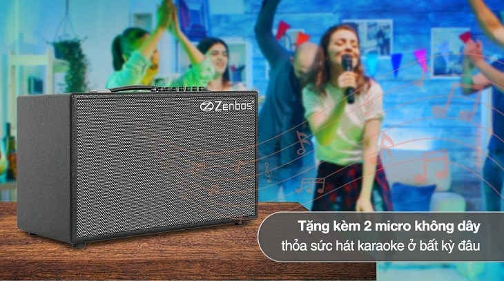 Loa karaoke xách tay Zenbos K-180 300W thuộc dòng loa 2 đường tiếng với thiết kế nhỏ gọn, chắc chắn
