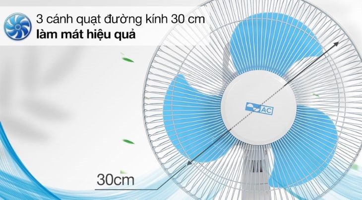 Quạt sạc điện AC ARF03D123 3 cánh quạt đường kính 25.4cm giúp quạt tản gió đều và rộng