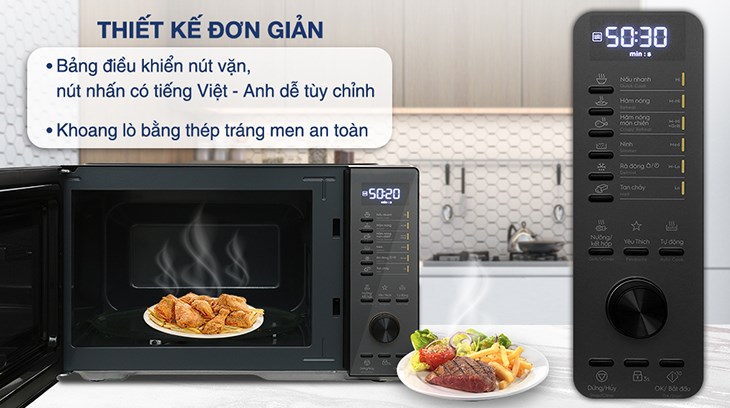 Lò vi sóng có nướng Electrolux EMG25D22BM 25 lít có kiểu dáng nhỏ gọn, có thể đặt bất cứ vị trí nào mà không chiếm quá nhiều diện tích