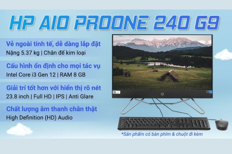 Máy tính để bàn HP AIO ProOne 240 G9 i3 sở hữu độ bền cao với các tính năng hiện đại