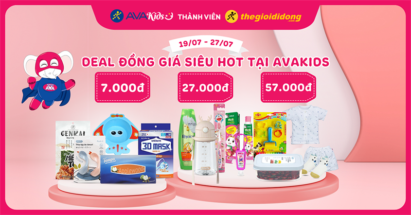 Deal siêu HOT tại AVAKids - Đồng giá sốc 7.000đ - 27.000đ - 57.000đ