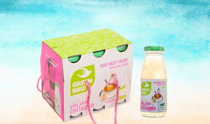 Lốc 6 chai nước yến sào collagen Green Bird 185 ml