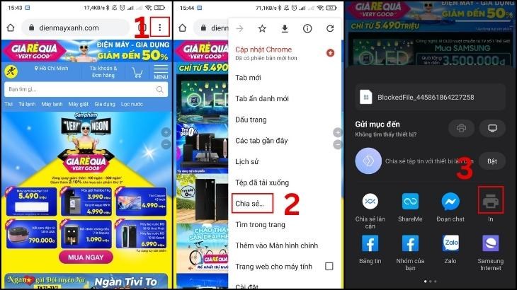 Thao tác in trang web 