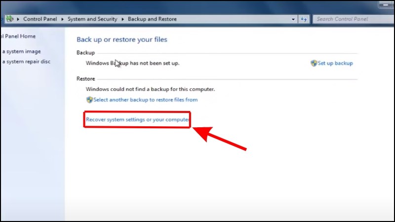 Chọn Recover system settings or your computer