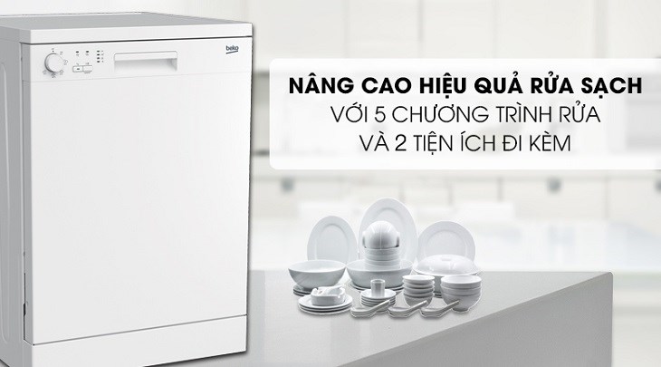 Máy rửa chén độc lập Beko DFN05311W được tích hợp 5 chương trình rửa với nhiều mức nhiệt độ khác nhau, hỗ trợ làm sạch chén bát hiệu quả Máy rửa chén độc lập Beko DFN05311W được tích hợp 5 chương trình rửa với nhiều mức nhiệt độ khác nhau, hỗ trợ làm sạch chén bát hiệu quả