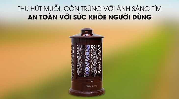 Đèn bắt muỗi Điện Quang ĐQ EML03 BR sở hữu ánh sáng tím, không sử dụng hóa chất, tia độc hại nên rất an toàn với sức khỏe người dùng