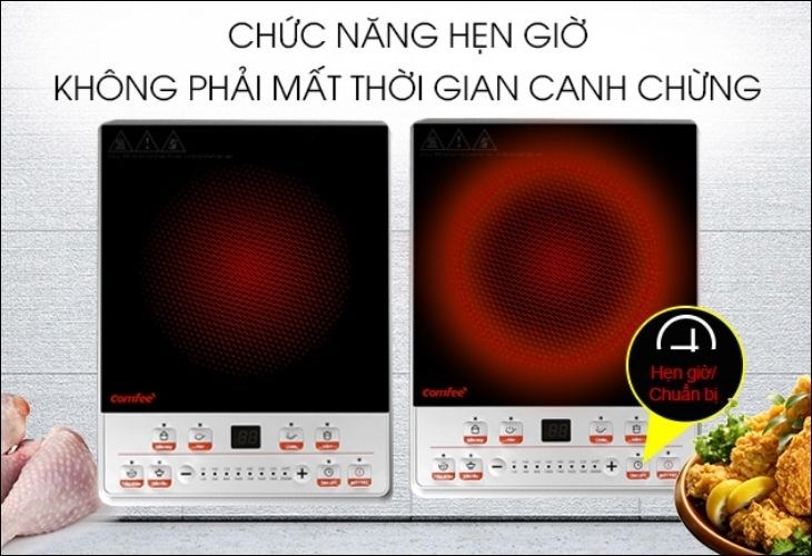 Chức năng hẹn giờ của bếp giúp người dùng cài đặt khoảng thời gian nấu phù hợp