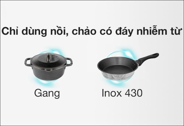 Bếp kén nồi dùng, do đó cần lựa chọn chất liệu nồi phù hợp