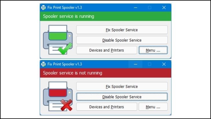 Giao diện Fix Print Spooler