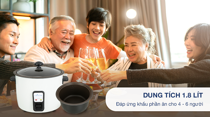 Nồi cơm nắp rời Crystal 1.8 lít NCR1803  sở hữu kiểu dáng đơn giản, màu sắc trang nhã, phù hợp với mọi căn bếp