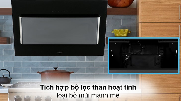 Máy hút mùi kính vát Hafele HH-WVG80D với công suất hút cao và tích hợp bộ lọc than hoạt tính, giúp hút mùi, khói nhanh chóng và khử mùi hiệu quả, đem lại không khí trong lành, dễ chịu