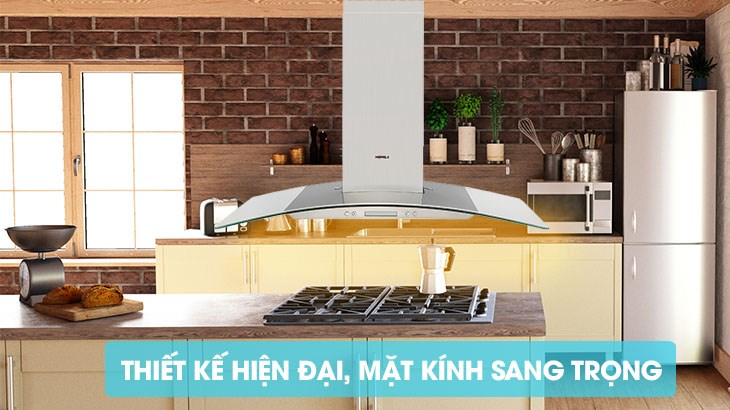 Máy hút mùi áp tường kính cong Hafele HH-WG90B phù hợp với những ai thường xuyên nấu nướng nên cần hút mùi, khói nhanh chóng và có không gian bếp rộng rãi