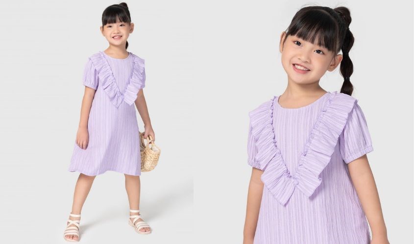 Đầm bé gái Canifa 1DS21S003-SP072 màu tím