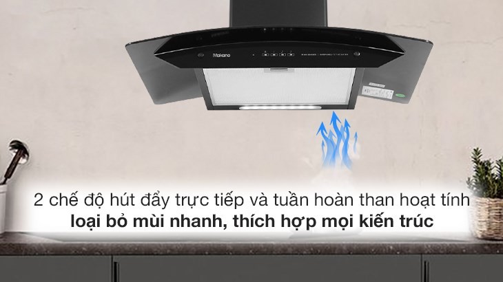 Máy trang bị nhiều chế độ hút đa dạng để hút khói, mùi thức ăn và lọc sạch mùi hôi còn ám lại sau mỗi lần nấu nướng