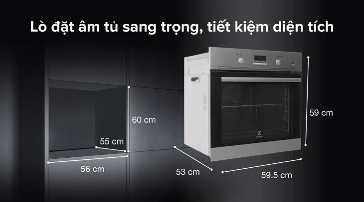 Lò nướng âm Electrolux EOB3434BOX 72 lít sở hữu thiết kế lắp âm đầy sang trọng và thanh lịch