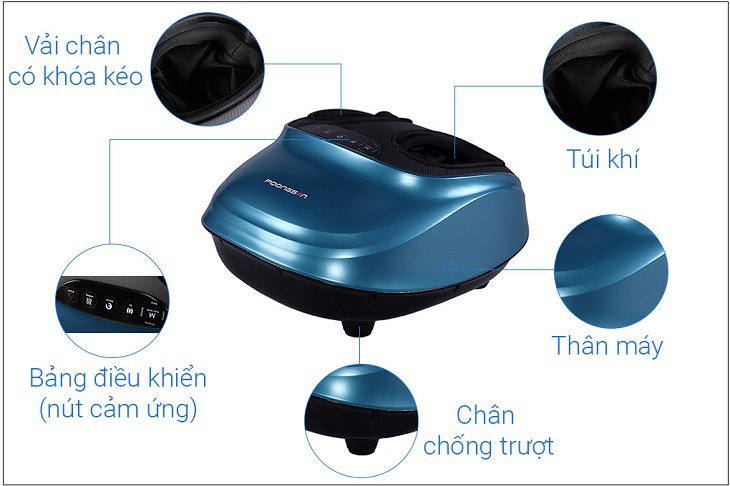 Máy Massage Chân Poongsan MFP-001 được làm từ nhựa nguyên sinh cứng cáp, chịu lực tốt và có độ bền cao