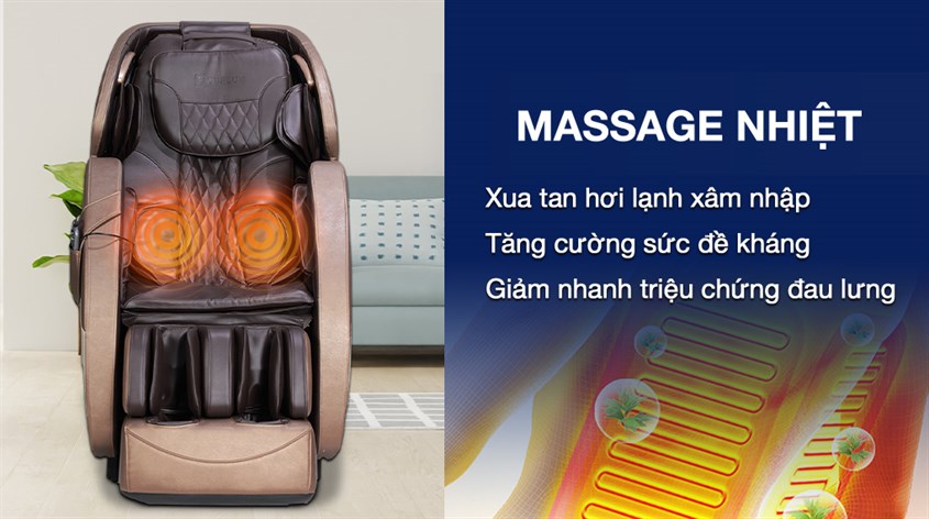 Tính năng massage nhiệt của ghế massage Fuji Luxury FJ 350 giúp tăng cường lưu thông máu và kích thích trao đổi chất tốt hơn vào buổi sáng 