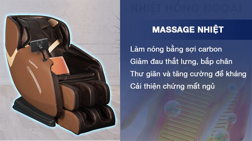 Công nghệ massage nhiệt của ghế massage Daikiosan DKGM-00002 giúp kích thích lưu thông máu, cải thiện giấc ngủ vào buổi tối