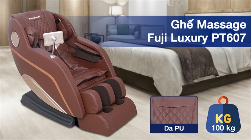 Ghế massage Fuji Luxury PT607 được phủ da PU có khả năng chống xước, độ ẩm hiệu quả, giúp người dùng bảo quản dễ dàng hơn